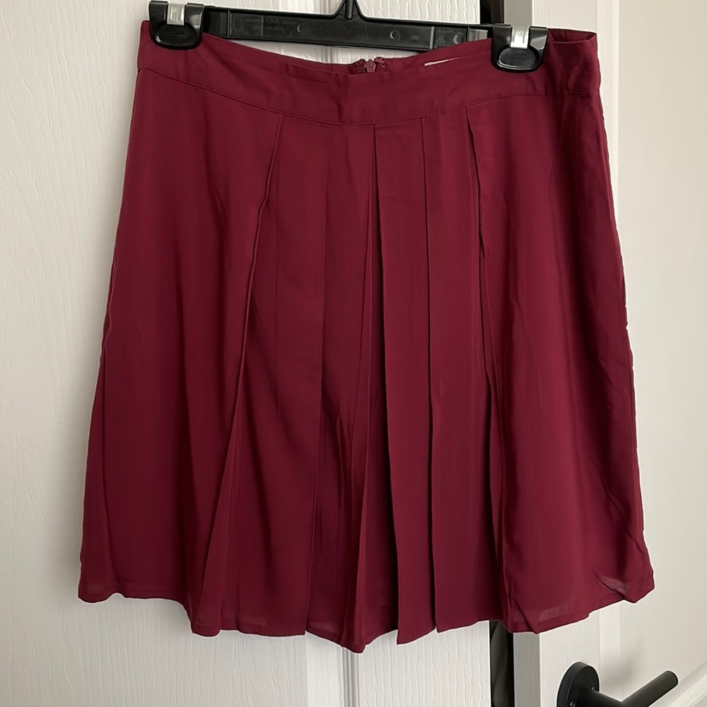 Forever 21 Pleated A-Line Skirt in Wine Red